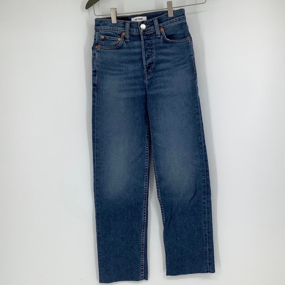 NEW! RE/DONE Size 23 70s Stove Pipe Denim Jeans True Indigo $275 msrp I6-8 - Picture 2 of 10